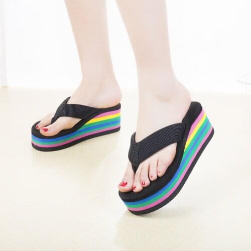 2021 Female Slippers Summer Fashion Wear Room with All-match Muffin Bottom Slope Sexy Thick Soled Sandals Tide Shoes Woman