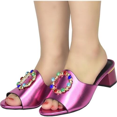 Latest Plus Size Shoes Women Heel Slip on Shoes for Women Nigerian Women Party Pumps Elegant Crystal Wedding Shoes Bridal Shoes