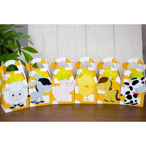 12PCS Baby Shower Favors Farm Animal Favor Box Candy Box Souvenir Boy/Girl Kids Event & Party Supplies