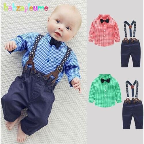 2PCS/3-24Months/Spring Autumn Newborn Outfits For Baby Suits Clothes Casual Plaid T-Shirt+Pants Infant Boys Clothing Sets BC1155