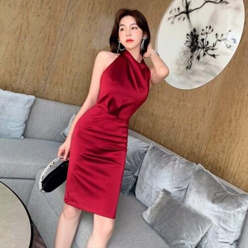 2021 Autumn Winter High End Midi Womens Dress Red Vintage Sheath Zipper Wrap Bodycon for Women Sexy Party Night Dress Vestidos