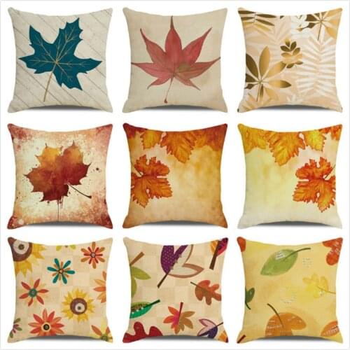 45cm*4 watercolor autumn leaves design design Linen/Cotton Throw Pillow Covers Cushion Cover home Decor Pillowcase