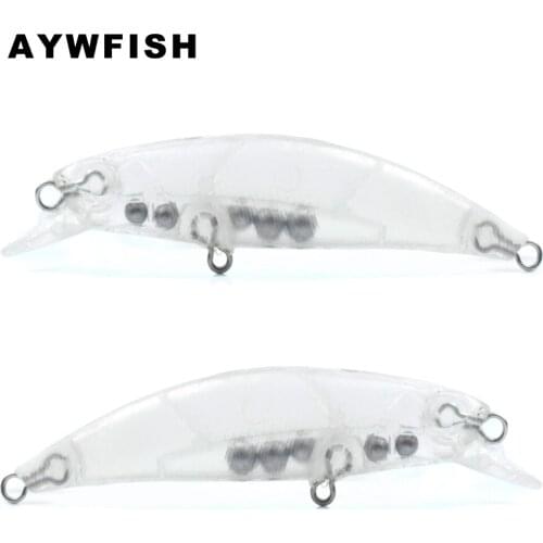 AYWFISH 50PCS A Lot Unpainted Minnow 70mm 3.2g Artificial Bait Clear Lure Body Sinking Wobbler Free Customized Jerkbait Blanks