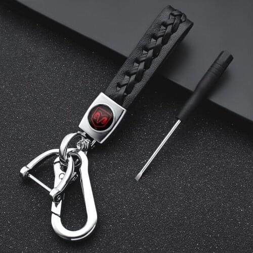 3D Metal+Leather Car Keychain Key Chain Auto Interior for Dodge journey ram 1500 challenger caliber nitro chargercar car styling