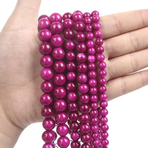 1strand/lot 4/6/8/10mm Natural Stone Rose Red Round Beads Loose Spacer Bead For Jewelry Making DIY Accessories