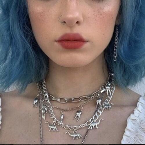 2021 Harajuku Clavicle Chain Vintage Short Chain Necklace for Women Fashion Simple Personality Dinosaur Necklace Neck Jewelry