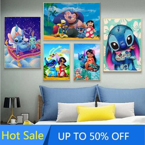 Disney Anime Canvas Painting Lilo & Stitch Cartoon Wall Art Nordic Posters and Prints Home Decoration Pictures Living Room Decor