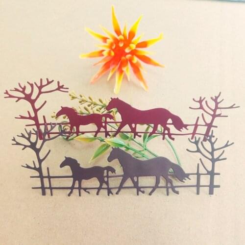 Forest 2 horses running combination metal cutting mold business card printing mold scrapbook / album decoration DIY