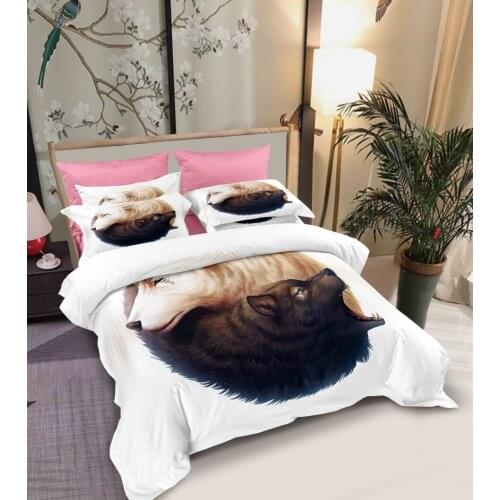 Wolf Bedding Set Single Twin Full Queen King Size Animal Tag Lion Wolf Bed Set Childrens Kid Bedroom Duvetcover Sets 028