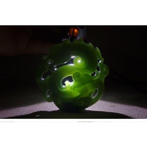 Genuine green jade pendant hollow handcarved dragon jadeite jade penants necklaces jade jewelry jade necklace