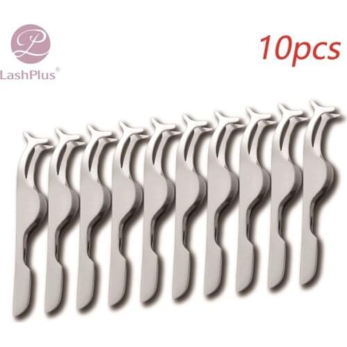 LASHPLUS 10Pcs Handmade Fake Eyelashes Metal Curler Natural Long Thick Makeup Tool Thick Cross Eyelashes Eye Lashes Tweezers