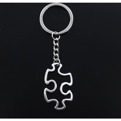 Hot Fashion Jigsaw Puzzle Piece Autism Awareness 41x25mm Pendant Key Ring Chain Silver Color Men Car Gift Keychain Dropshipping