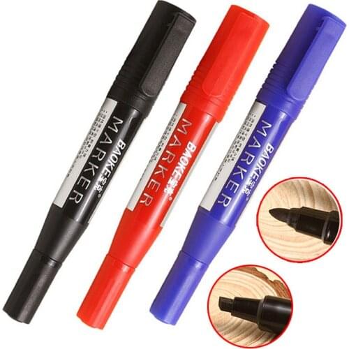 1-Piece Dual Tip Marker Pen Water-resistant Black Blue Red Ink Oily Permanent Markers for CD Glass Fabric Rock Writing Marking