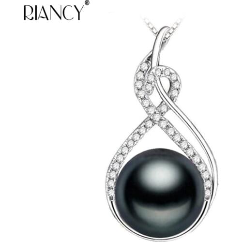 Fashion natural Freshwater black pearl pendant for women fine bridal 10-11mm pearl pandents necklace chain