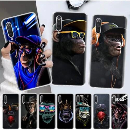 Funny Thinking Monkey With Headphone Art Soft Cover Phone Case For Xiaomi Note 10 Mi 11 9 8 CC9 9T 10T A1 A2 A3 F1 F2 X3 NFC Pro