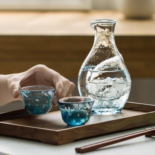 Japanese Style Wine Cooler Cup Sets Glass Hip Flask Wine Cup Set Whiskey Liquor Wine Dispenser Home Office High-end Gifts