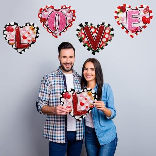 Outdoor Garden Lawn Yard Sign for Valentines Day Gardening Ornaments Yard Iron Art Outdoor Garden Yard Sign with Stakes