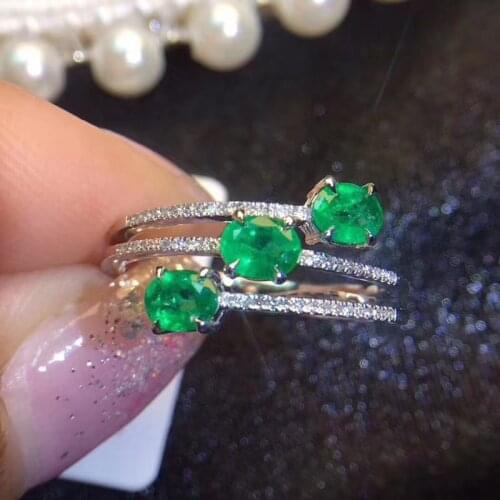 Natural Emerald Rings for Women Classic s925 Sterling Silver Jewelry Wedding Engagement Ring Gemstone Fine Jewelry Gift