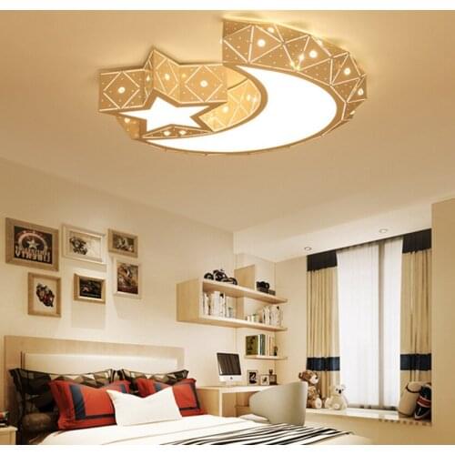 New moon and stars bedroom ceiling lamp iron LED indoor lights hollow modern minimalist room bedroom lights led lighting fixture