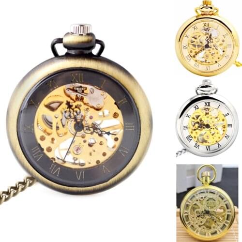 2020 Latest Brand Fashion Bronze Men‘s Mechanical Pocket Watch Without Cover,Womens Gold Necklace Pendant Clock Birthday Gifts