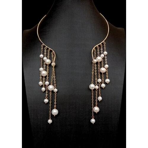 YYGEM Natural Cultured White Freshwater Pearl Electroplated Choker Necklace