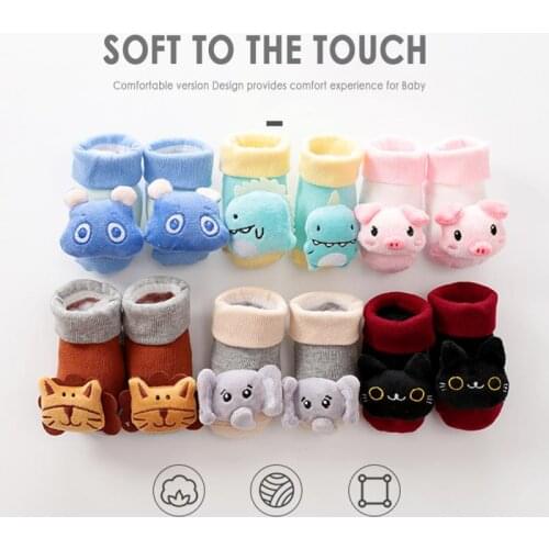 1pc Cartoon Baby Socks Anti-Slip Newborn Rattle Socks Cute Autumn Floor Cotton Socks Warm Boots For Boys Girls Infants TXTB1