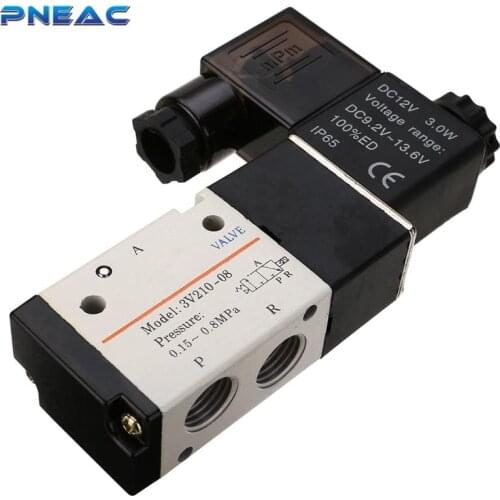 Pneac 3V210-08 DC AC 3 Way 2 Position Pneumatic Aluminum Solenoid Valves Electric Solenoid Valve