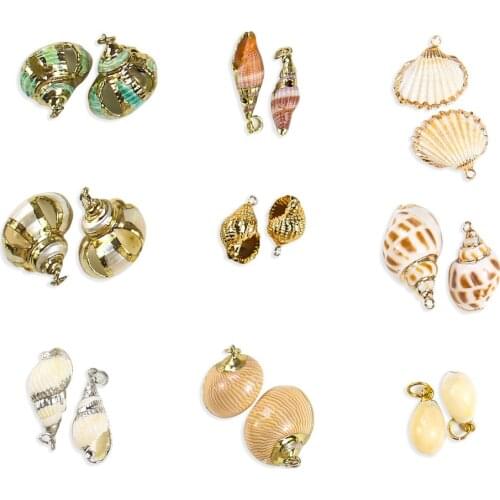 5PCS Natural Spiral Shell Conch Charms Necklace Pendant Seashells Nautical Home Decor Accessories DIY Shells for Jewelry Making