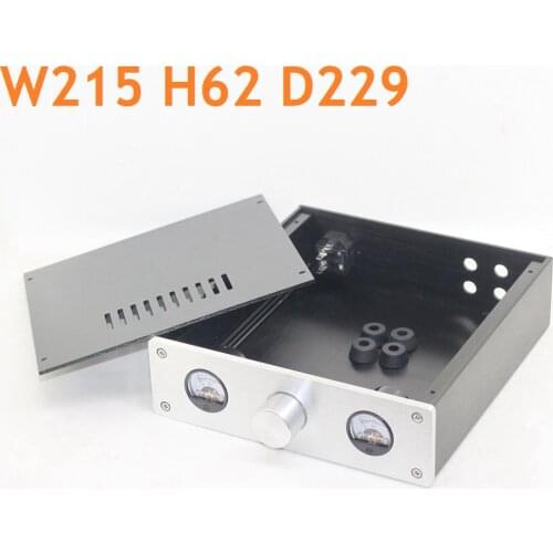 Preamp Amplifier Housing Dual Meter Decoder Chassis Power Amplifier Supply Case Hi-End DIY Aluminum Headphone Amp Shell W215