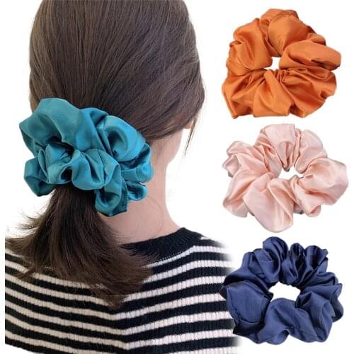 Good Quality Women Satin Hair Tie Elastic Scrunchies Ponytail Holder Imitation Silk Hair Rope Rings Hair Accessories