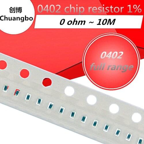 100pcs 0402 1% SMD 1/16W chip resistor resistors 0 ohm ~ 10M 0R 1K 4.7K 4K7 10K 100K 1 10 100 220 330 ohm 0R 1R 10R 100R 330R