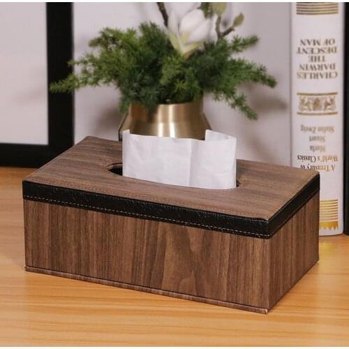 Luxury Home Office PU Leather Large Anti-moisture Rectangular Tissue Paper napkin Box case Household Office decoration organizer