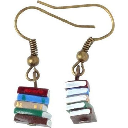 Earrings Stack Book Earrings Library Color Multicolor Book Pendant Earrings Drop Earrings Beautiful Drop Earrings Сережки