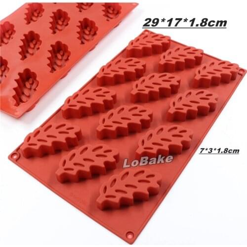 12 cavities leaf shape silicone chocolate mold fondant candy cookie biscuit making tools for DIY bakery supplies