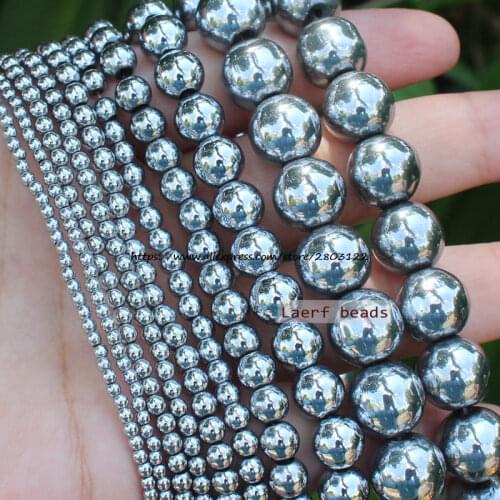 Shining!Natural Hematite Silver Color 2-12mm Round Loose beads,For DIY Jewelry Making !We provide mixed wholesale for all items