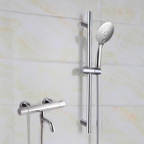 Modern hot and cold bathtub faucet wall hanging type simple lifting thermostatic shower set