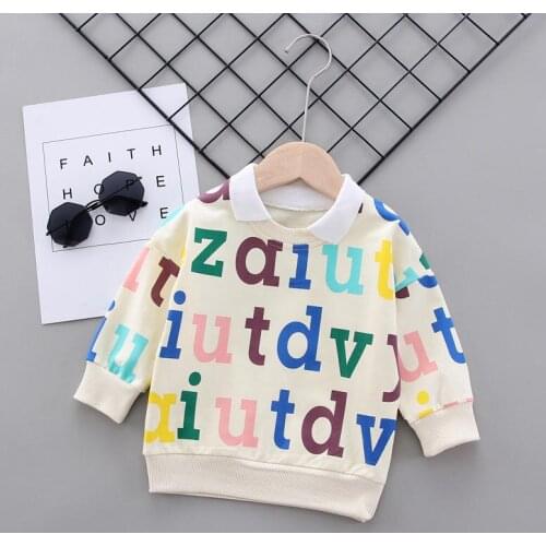 Sweatshirts Cute Girls Printe T-shirt Baby Girls Boys Hoodies Toddler Kids Sweatshirts Lovely Round Neck Long Sleeves Hoodies