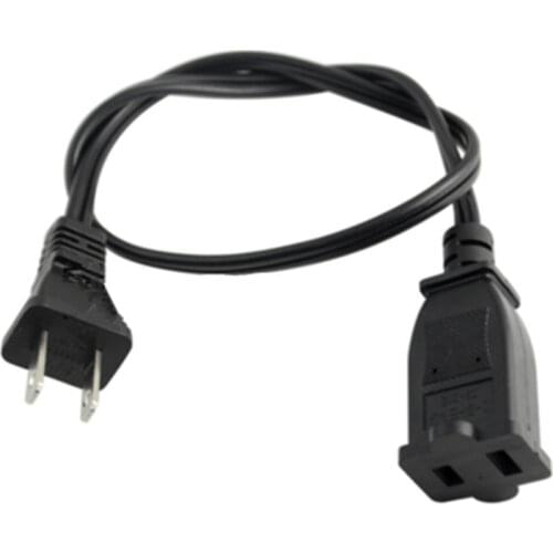 50cm 10A AC power supply 2-Prong male/female extension Cord cable US plug Black,1 PCS