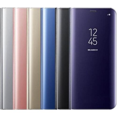 100PCS Smart Kickstand Mirror View Flip Cover Sleep wake Case for Samsung S10 Plus S10e S7 edge for iPhone X XS MAX Cases