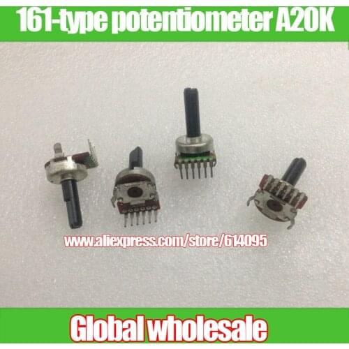 10pcs 161-type vertical double potentiometer A20K / handle length 20MMF 6 feet Without screw