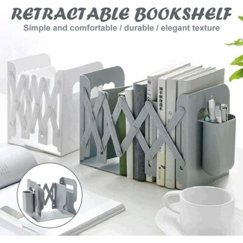 Students Pen Holder Desk Organizer Office Supplies Bookend Bookshelf Adjustable Book Holder Bookfolder