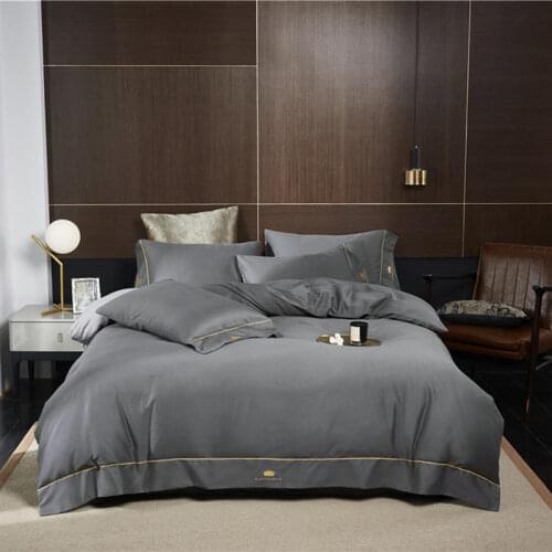 High end business grey Bedding Sets Home Textile Hotel/home Bedding Long-staple cotton Bed linen Double bed Sanding Duvet Cover