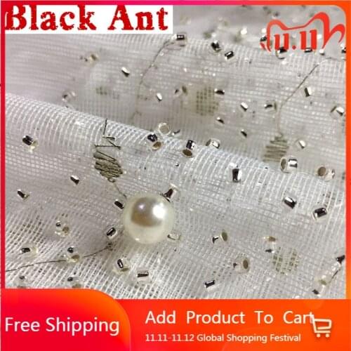 French Light Luxury Pearl Series Tulle Curtain Bright Diamond Window Screen For Living Room Bedroom Balcony Sheers Custom zh452