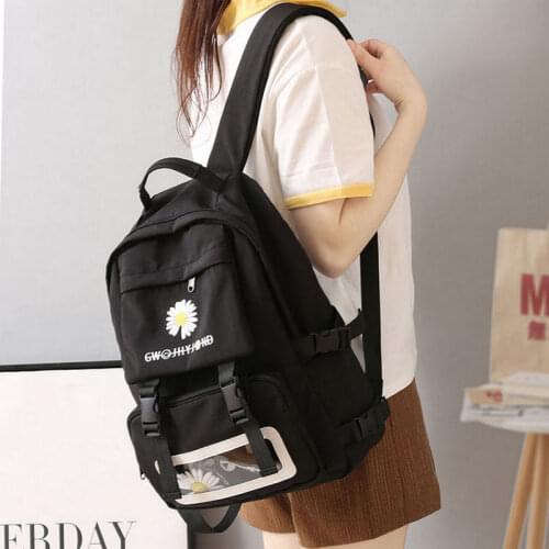 Backpack for Women 2020 Black School Bags Teenage Girls Waterproof Schoobagl Back Pack Fashion Fresh Flowers Bagpack College