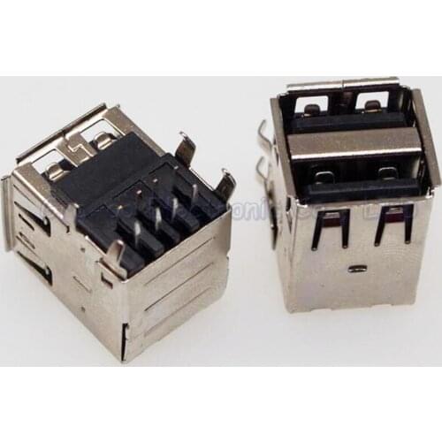 10pcs Double-deck A Female USB Female Socket 90 degree A Type black glue
