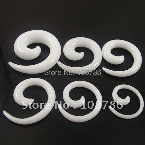 120pcs/lot free shipping acrylic UV Spiral Flesh Tunnel Tapers Stretcher ear plug Wholesale white color Ear Expander Ear Plug