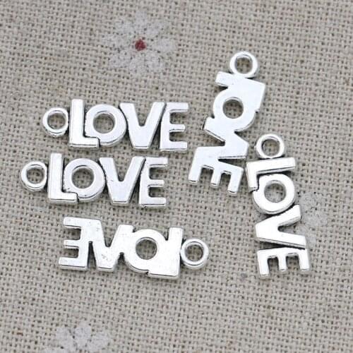 30PCS Antique Silver Plated Hope Charm Pendants for Jewelry Making Bracelet DIY Accessories 21x8mm