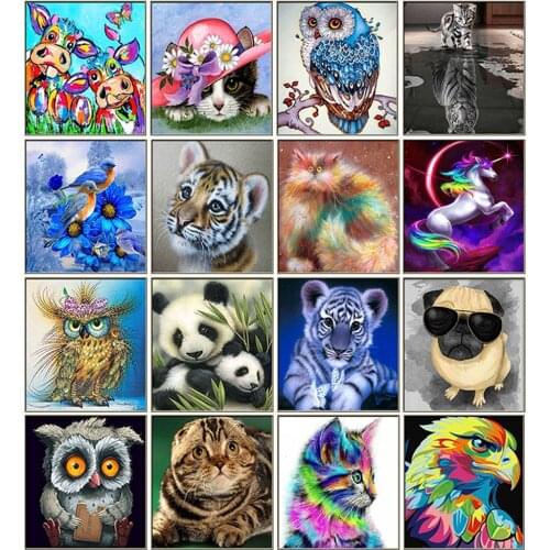 5D Full Round Diy Diamond Painting Cross Ctitch Animal Kits 3D Diamond Mosaic Embroidery Owl Mosaic Painting Home Decoration