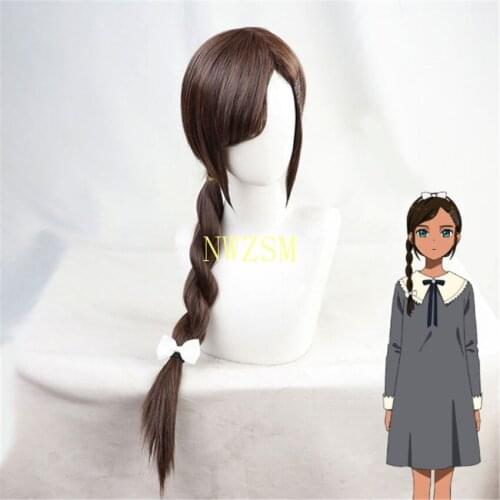Aonuma Neiru Cosplay Wig Wonder Egg Priority Girl Long Dark Brown Hair Braid Costume Props