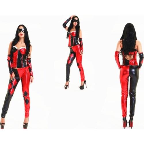 FREE SHIPPING Black Catwoman False Leather Zipper Wetlook Jumpsuit Catsuit Bodywear Clubwear full set